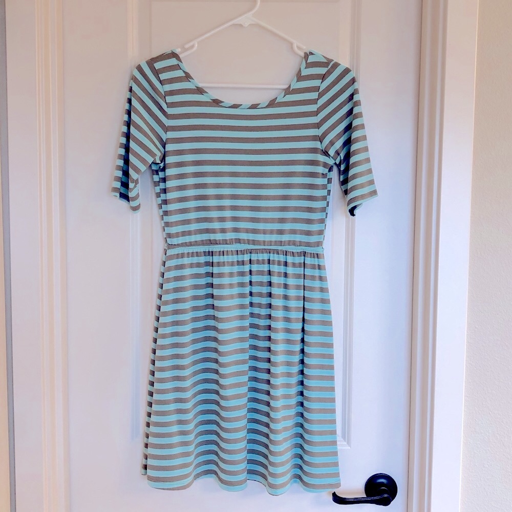 Dee Elle Striped Quarter Sleeve Dress